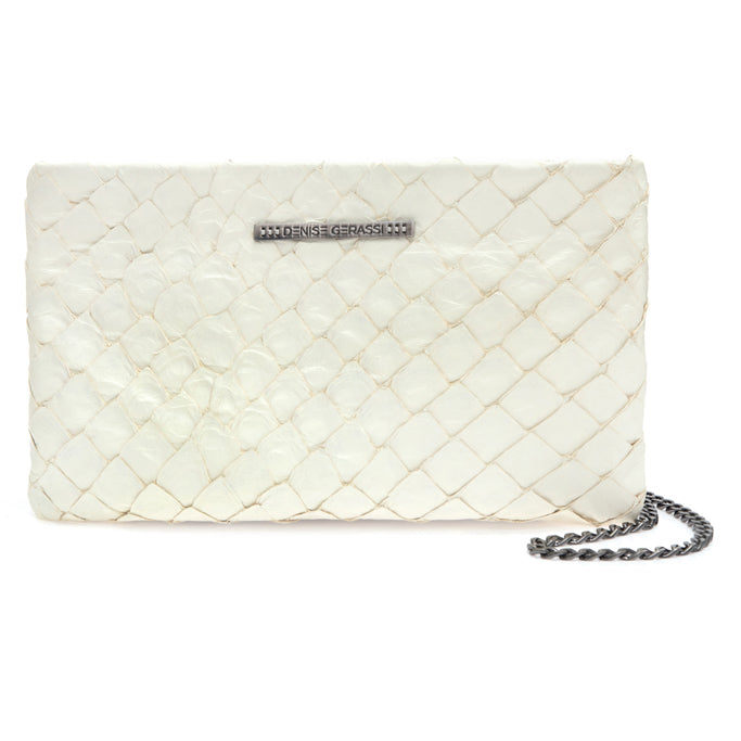 Aquira - Maxi Clutch em couro de pirarucu Off-White