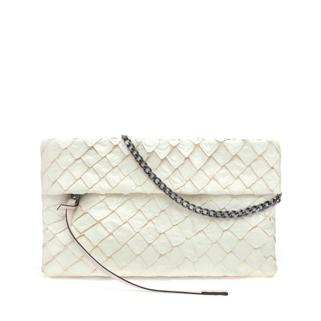 Aquira - Maxi Clutch em couro de pirarucu Off-White