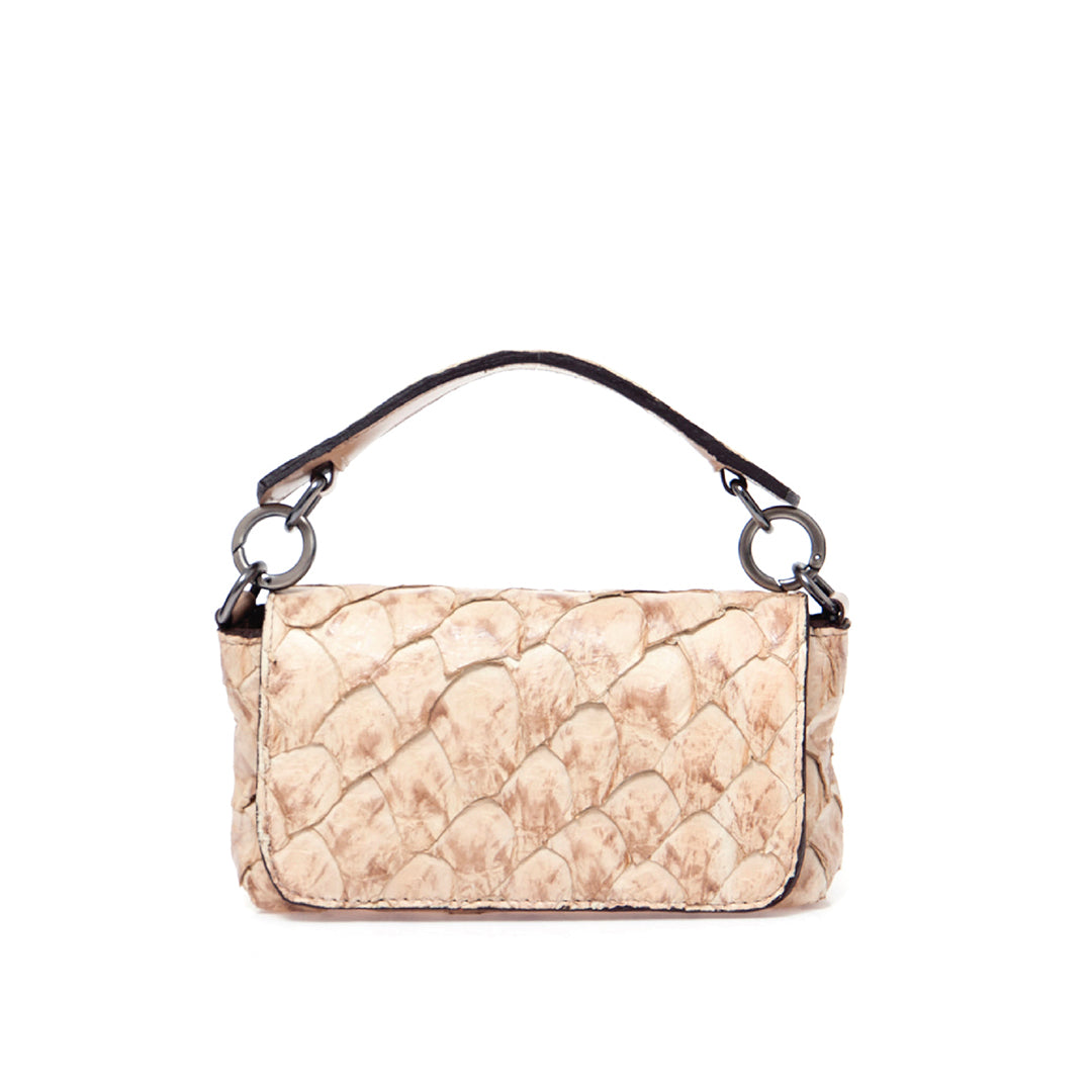 HUARI - Mini handbag em couro de pirarucu - Camel