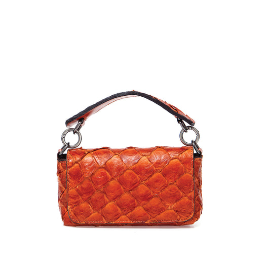 HUARI - Mini handbag em couro de pirarucu - Telha