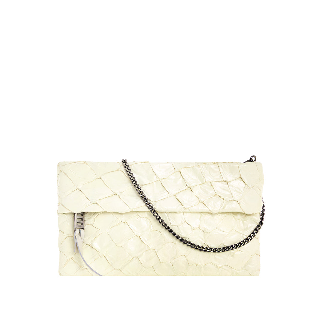 Aquira Mini - Mini Clutch em couro de pirarucu - Off-White