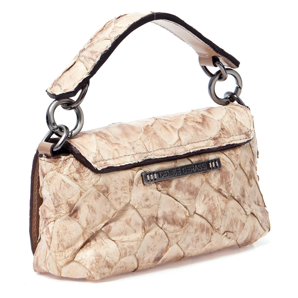 HUARI - Mini handbag em couro de pirarucu - Camel